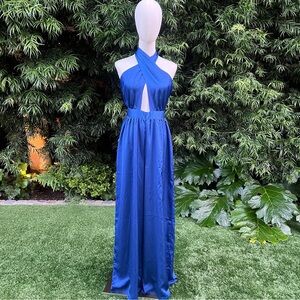 NASTYGAL Halter Wide Leg Jumpsuit